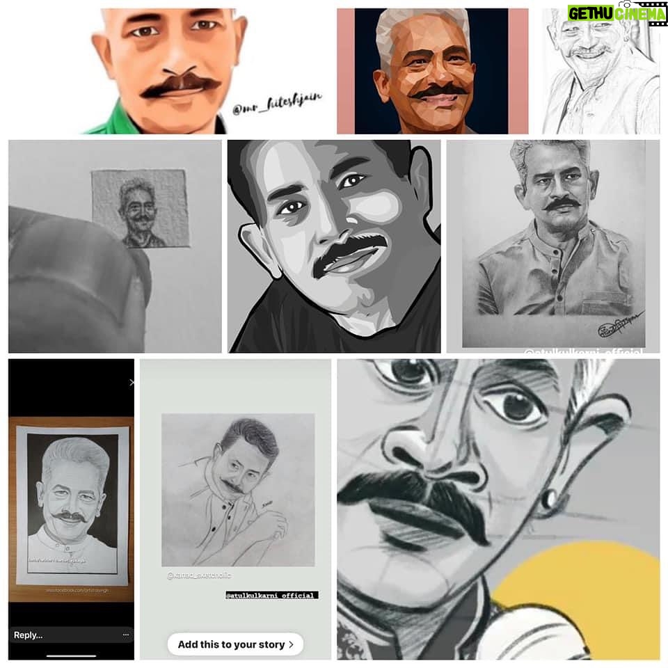 Atul Kulkarni Instagram - I’ve been extremely fortunate to receive a lot of ‘fan art’ constantly. Though it’s not always possible to acknowledge it individually, EVERY TIME that I receive one, it’s an overwhelming feeling of gratitude. Someone choosing to spend so much time,energy and passion with so much love is very humbling. Hope I keep deserving it all.... I thank ALL the artists from the bottom of my heart 😌