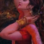 Ayesha Khan Instagram - 'Sampada' Oil on linen, Late night work.. ✨ After long time coming back to oil🔥🥰😁 @ayeshaakhan_official @theoutcastsoul . . #oilpainting #portrait #indiangirl #art Ichalkaranji