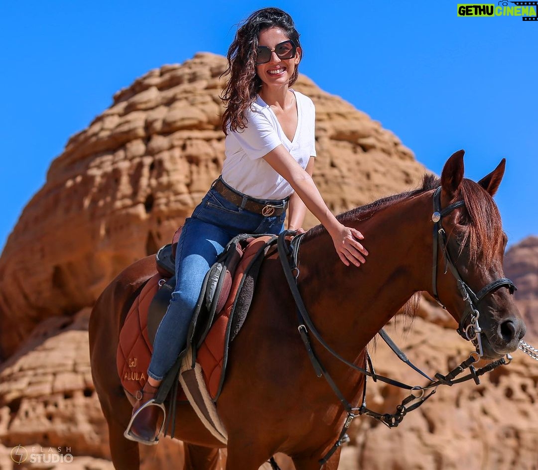 Barkha Singh Instagram - Picture this lovelies - you go #Horseriding in the middle of a #desert surrounded by colossal rock formations that hold ancient secrets.. blue skies, wind in my hair, heart racing and a gorgeous but really gassy #ArabianHorse π Felt like a dream! β¨β¨ πΈ @flashstudiosofficial #ExperienceAlUla #TravelwithB #AlUla #SaudiArabia #wanderlust #travel #traveldiaries #travelcontent #destinations #desert #arabic #experiencesoverthings