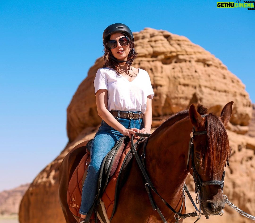 Barkha Singh Instagram - Picture this lovelies - you go #Horseriding in the middle of a #desert surrounded by colossal rock formations that hold ancient secrets.. blue skies, wind in my hair, heart racing and a gorgeous but really gassy #ArabianHorse π Felt like a dream! β¨β¨ πΈ @flashstudiosofficial #ExperienceAlUla #TravelwithB #AlUla #SaudiArabia #wanderlust #travel #traveldiaries #travelcontent #destinations #desert #arabic #experiencesoverthings