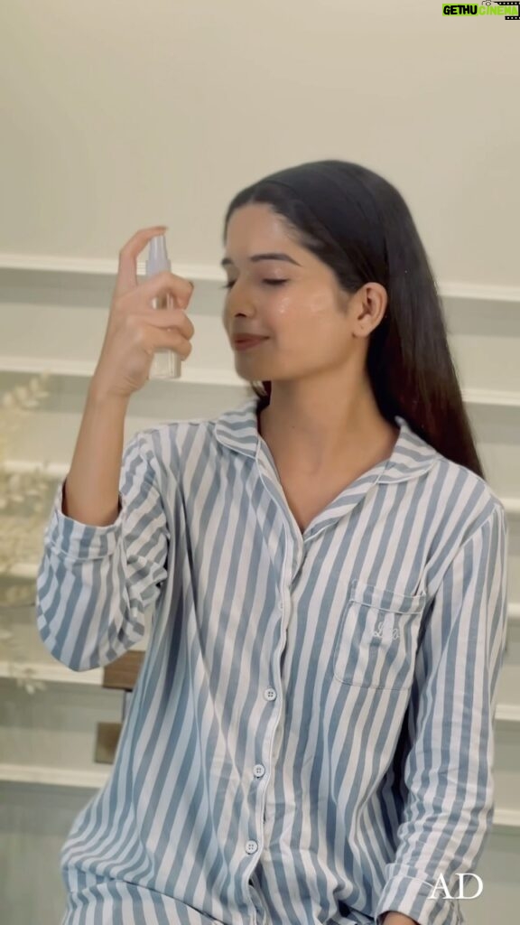 Bhavika Sharma Instagram - AD Trust me guys! This method is so EFFECTIVE! I used the ✨Garnier Pink Micellar Cleansing Water ✨ through a spray bottle. It works so well and is extremely easy to use. It has completely blown my mind. It instantly refreshes and cleanses the face. It takes of ALL the dirt and pollution in one swipe! ✨ #GarnierIndia #MicellarCleansingWater #MicellarWater #Ad #OffInOneSwipe #SprayTheDayAway