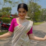 Celesti Bairagey Instagram - #late for #trend but, why not🤍 Makeover by @bineegogoi 😘 Mekhela sador by @phamingkham ❤️ Jewellery from @konmani_store ❤️ #saree #indianwear #makeupartist #makeup #assam