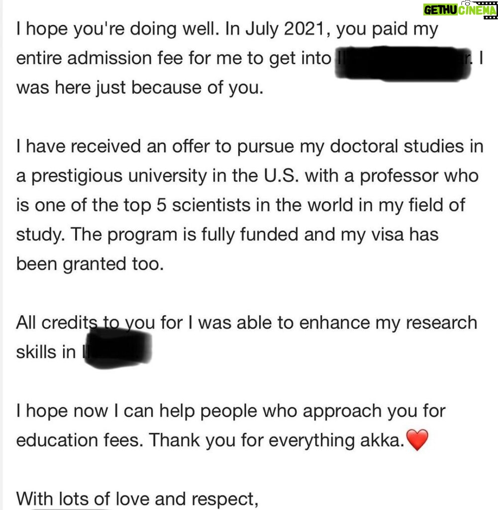 Chinmayi Instagram - This made my day. If you all are making a decent amount of money, set aside a small amount to pay someone’s fees. Education changes lives, families, communities. I am grateful that the music that I have been gifted with can pay it forward. 🙏