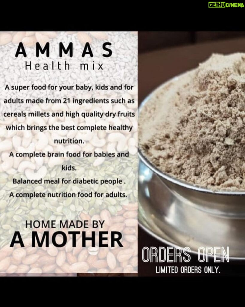 Chitra Instagram - http://www.instagram.com/ammas_healthmix @ammas_healthmix ✔Nutritionist approved. ✔Zero preservatives and sugar. ✔High quality products. ✔Organic pesticide free products only. ✔Suitable for even 6months plus babies.. Commercially popular health mixes use 85 percent ragi to bulk up their product. Ammas_healthmix priortizes high quality ingredients and uses correct proportions. All dry fruits are sourced from most famous retailers for dry fruits only. Made to order.. Available throughout the country.