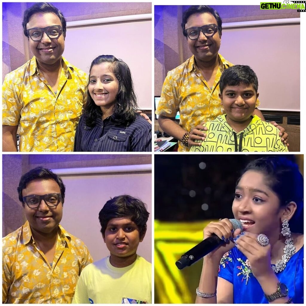 D. Imman Instagram - Glad to rope in Energetic singers (L-R) Neha,Krishaang,Nanda and Ananyah for Director/Actor Parthiban’s next directorial venture! Wishing you loads of joy and peace! Lyric by Radhakrishnan Parthiban! Thanks to Mr.Vinod Venugopal for encouraging these young talents! A #DImmanMusical Praise God!