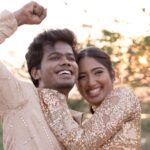 Deepika Venkatachalam Instagram - #Weddinglookbook Rajasthani themed sangeeth Night! (2/3) ✨ When we were deciding on the Sangeeth outfit we wanted two things- Sophistication and bling. We wanted an outfit that spoke RVP & Deeps and at the same time made us try something unique than our usual style. That’s when @stylingbysamiha set the mood board to neutral colours like beige and sequin combinations. 😍 Our stylist suggested me a flared gown with sequin and net combinations that gave a doll-like look and easy for me to move and dance around without feeling the weight of the dress. And for Raja, we wanted our outfits to match and be coordinated with the theme too. We were looking for a lot of options for him and finally decided to go for a kurta and straight pant set. Samiha suggested going for the same sequin fabric as my outfit to match the bling and she incorporated a very smart idea in his outfit. 💡 @mayon_by_subhathracouture came in and gave life to Samiha’s idea in the most beautiful way possible. They suggested us a lot of design options and we finally decided to go for this. It was a sequin-layered kurta with alternative heights. Yes!!! The 1st layer of the kurta had a longer piece and the 2nd layer with a shorter piece giving the illusion of a long kurta. It is also removable so that he can style the piece in different ways for different occasions with two lengths. From the moment the outfit was ready and we had our last trial, we couldn’t contain our excitement about wearing it on a special day. And when the day came, I was in my cute gown and he in his kurta set was ready to take on the day with fun and laughter. 🥹🧿 Thanks to our stylist & designer for making us feel like the Indian Barbie and Ken in our outfits on our Sangeeth. Hehe. ( You guys agree right ? ) 🙈 There are a lot of fun, emotional and laughter riot moments from our sangeeth and we can’t wait to share it all with you guys. Coming soon!!!! 🫶🏼 . . 📸 @sakshi.ramakrishnan 📹 @wevaphotography Decor @vizhamedai Outfits @mayon_by_subhathracouture Styling @stylingbysamiha Makeup @snehamnj | @makeupbyyesu . #RnD #RnDwedding
