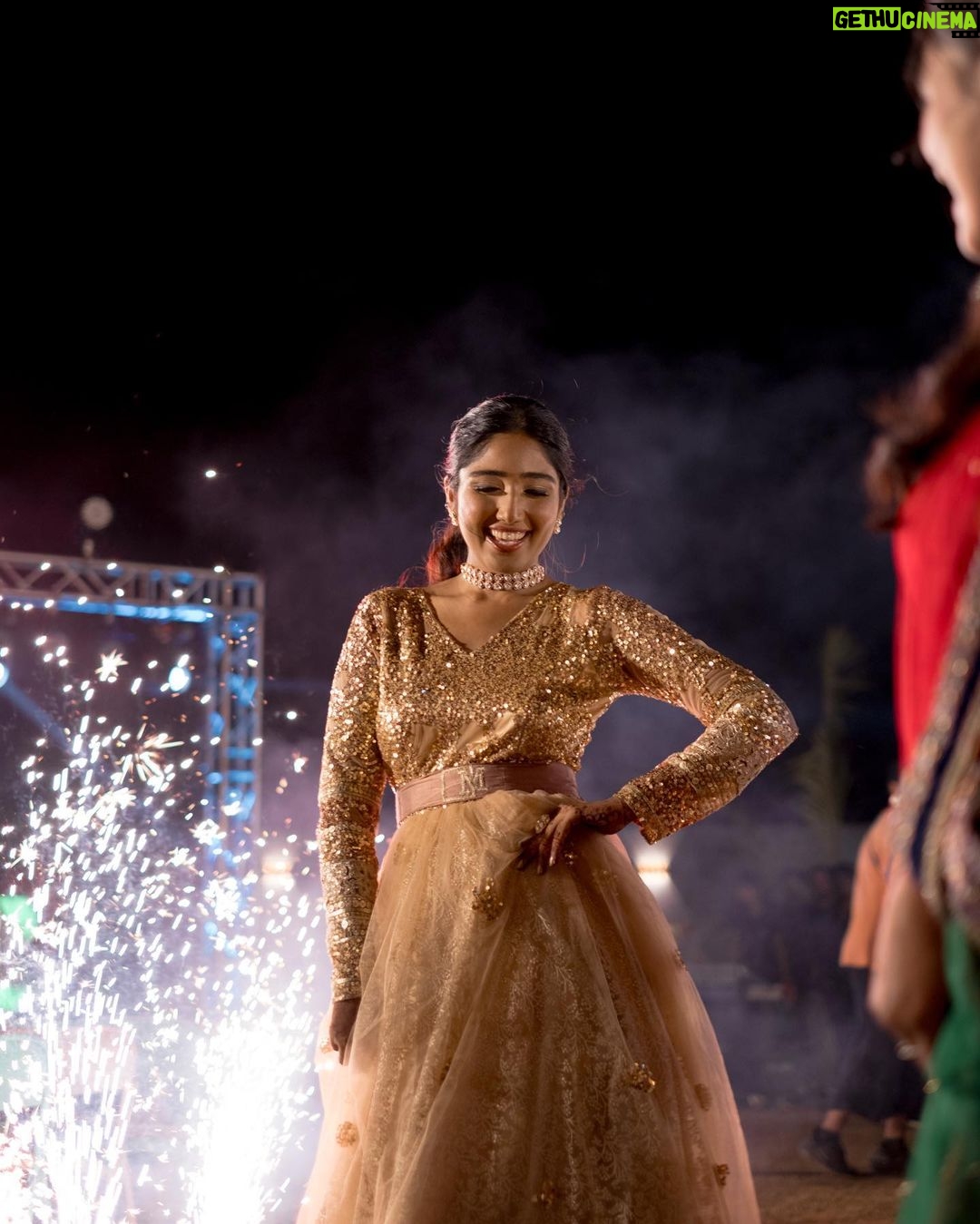 Deepika Venkatachalam Instagram - #Weddinglookbook Rajasthani themed Sangeeth (1/3) π«ΆπΌβ¨ We knew sangeeth would be full of fun and laughter with our close friends & family hence theme was set to Rajasthani for their vibe and joy. From the moment the theme was chosen, the quest for the perfect outfit began for me and Raja, because we were so excited for the Sangeeth to be precise. We wanted an outfit that spoke bling, sophistication and elegance. Our talented stylist @stylingbysamiha created a mood board with neutral shades and a sequin combination. The colours beige, brown and peach were shortlisted and finally, we chose the colour beige because that went well for both of our skin tones. And to add the bling, Samiha suggested going for sequins and net fabric. That was it. Colour and fabrics were fixed. Woooh ππ₯ When we were looking for a lot of designers @mayon_by_subhathracouture came across and we loved their works. From the moment we stepped into their store to the moment our outfits were delivered, they listened to every need and made sure we got what we wanted. The team gave us a lot of design options to choose and customize from and when the final design was shown, I fell in love instantly. Imagine a doll-like sequin-layered net gown - the top half adorned with glittering sequins that shine like stars, while the flattering netted bottom with twirl-worthy flares that add a touch of magic to every spin. Who will not fall in love with this beauty la?π π A bling outfit without perfect accessories is a No right?! Samiha chose a super cute and simple white stoned choker set from @fineshinejewels with a small earring and a ring. It added more elegance to the outfit and at the same time didn't steal the attention from the outfits as well. And on the day, when I was completely ready I felt like a Barbie doll myself ready to dance my heart out and have fun at our Sangeeth. π So what does my #instafam think? Do I look like a bling Indian barbie doll?π . πΈ @sakshi.ramakrishnan Decor @vizhamedai Makeup and hair : @snehamnj . #RnD #RnDwedding