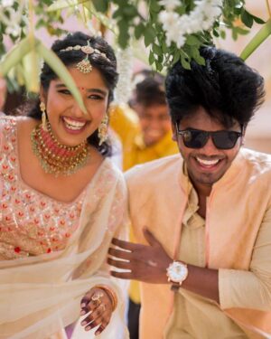 Deepika Venkatachalam Instagram - #Weddinglookbook A kerala themed - Engagement 💕 (2/5)

The moment we decided to have our Engagement depicting Kerala, we were sure to have our outfits reflecting their culture in a unique way that would speak D & RVP. 
Stylist pavi @artra1210 to our rescue and she quickly narrowed down to the mood boards of Ravivarman paintings.

That was it! 

The next morning we found ourselves at @nallisilksarees since it is an emotion in Chennai, a brand that is known for hand woven silks with the authenticity and quality. 
I think all of us would have brought something from Nalli during our childhood. La ? 🥹

Shopping for fabrics was so joyful & in no time our eyes fell on a pure hand-woven brocade silk fabric. I turned towards for her approval and she came up with something so thoughtful. She said we can use this same fabric for my lehenga and Raja's jacket. 🫶🏼 I fell for it! ❤️

Next up was scouting a fabric for my top and we found a beautiful pink! 

Our forever favourite @fiorebymalar_  worked along with our Pavi for days together for this outfit that I dreamt myself in everyday until the big day. It was a sure head turner for me as well when I had the first look at the whole outfit. Don't you feel the same? 🥰 

While Raja wanted his outfit to be subtle & minimal we went on shop a nice Kurta set from @myntra and paired it along with the jacket designed by Pavi (@artra1210 ) and made by Malar akka. ( @fiorebymalar_ )

My jewellery from @rimliboutique and Raja's shoes from @lifestylestores added some more charm to the whole ensemble!! 

The whole outfit planning went on for days before it became a reality and we cannot be more proud about our stylist & designer for giving us these fairytale kinda looks 🤍

More to come from our close to heart happy Kerala themed engagement that showered white and enormous love!🤍🫶🏼
.

📸 @photonimage_by_daran 
Decor @tharunam.in 
Makeup & hair : @kabooki_mua 
.

[ Check the YT link ( in my bio) to watch the engagement film ]
.
#RnD #RnDwedding