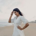 Deepika Venkatachalam Instagram - That was a calm morning by the beach 🏖️ 🤍 Ah! I have been missed doing this for months now and this time when the climate was breezy and windy, I took off to hit the beach nearest to my place wearing the recent favourite beige outfit. A beautiful morning just got extra wonderful by this comfortably rich piece of outfit that is definitely a staple investment and more of my Sunday's are going to witness this dress over and again! What I loved about the morning and the dress was it was just soo cozy and made want to stay more! 🤍 Just a simple piece of outfit with flares at the bottom, a tiny slit in between, a knot at the back and those cutest sleeves could bring in soo much joy, warmth and happiness in me!!! Thanks to @theputchi 🤍 for making such subtle piece of clothes that can define and amp up one's day and heart! . 📸 @thatmadraskaran . #deepika #chennaiblogger #chennaiinfluencer #styling