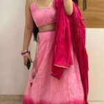 Deshna Dugad Instagram - Desi girl in desi world , rocking that lehenga 🩷🌸🌷 Blouse design by - @jeevarentitbuyit . . #deshna #deshnadugad #bhaikishaadi #shaadikaseason #wedding #weddingdress