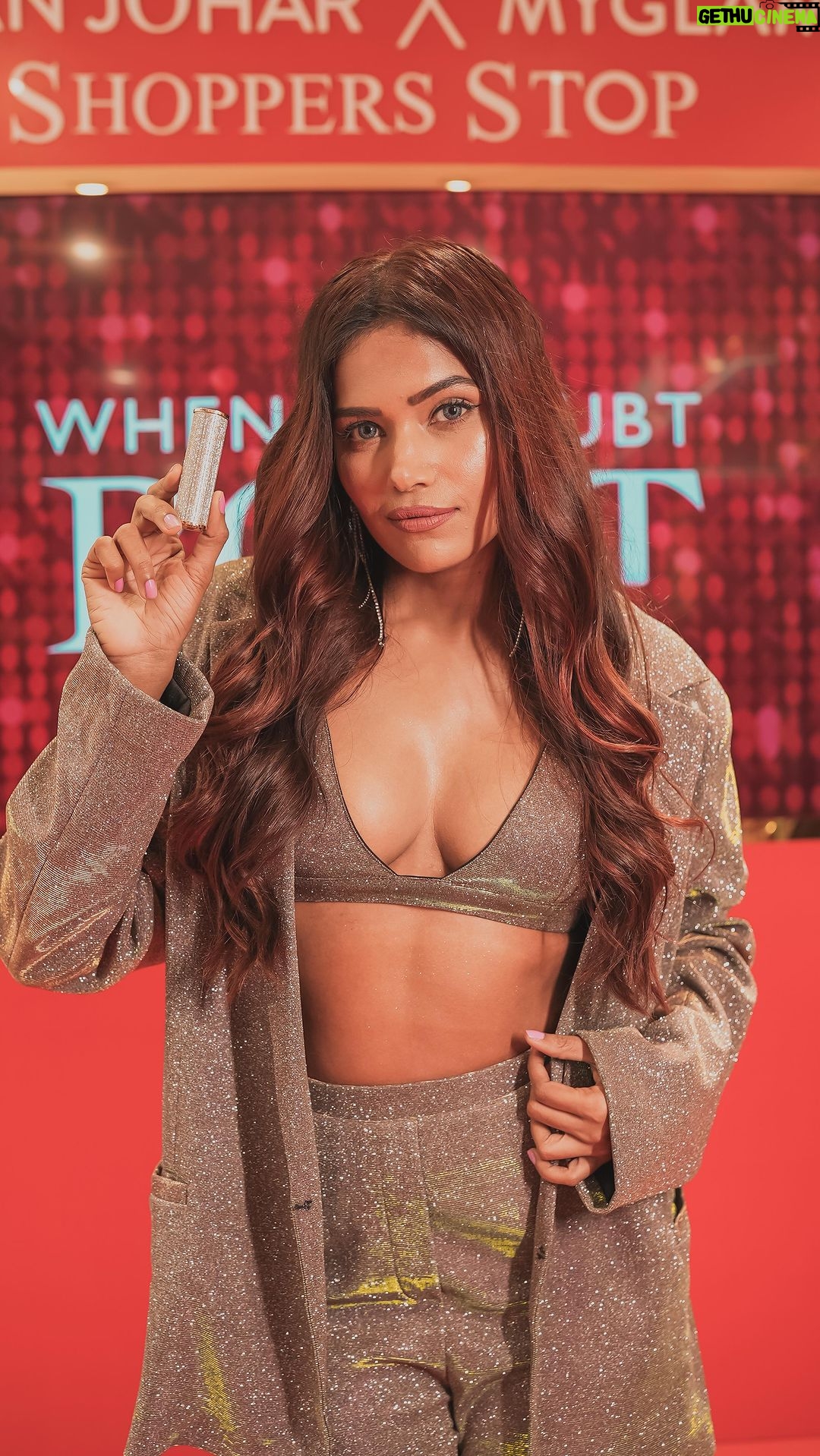 Dimpi Sanghvi Instagram - Excited to join the grand reveal of @poutbykaranjohar launched by none other than the fabulous @karanjohar - available at your nearest @shoppers_stop stores! ๐โจ I have fallen in love with the packaging - girl, that is PUREE glamour, and the instant plumping effect is a game-changer! 10 stunning glossy shades to choose from, my top pick is โNo Pout Poutโ. ๐ Get ready to #poutlikekaranjohar - head to your nearest Shoppers Stop today and glam up your look! #MyGlammxPout @myglamm @ssbeauty #dimpisanghvi #myglamm #ssbeauty #poutlipsticks #karanjohar #shopperstop Mumbai