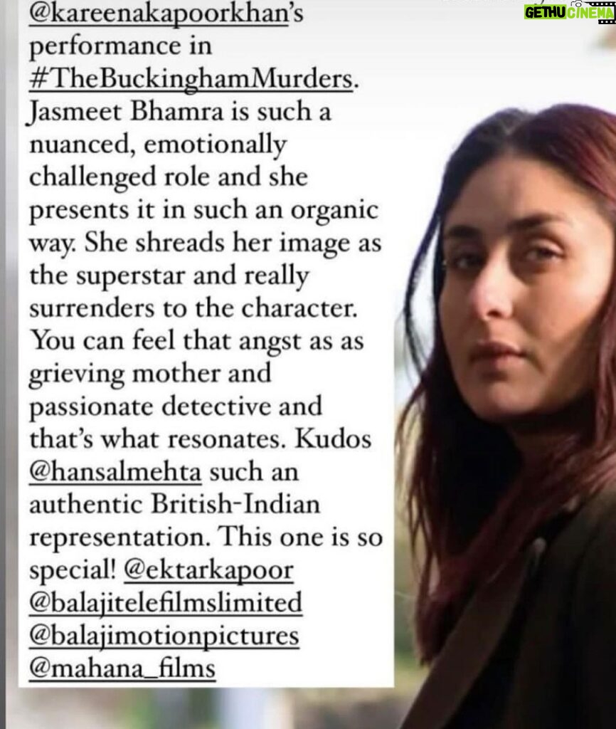 Ekta Kapoor Instagram - The london premiere of. #thebuckinghammurders has been overwhelming ! Congrats co producer @kareenakapoorkhan n director saab @hansalmehta ! Excited #gratitude