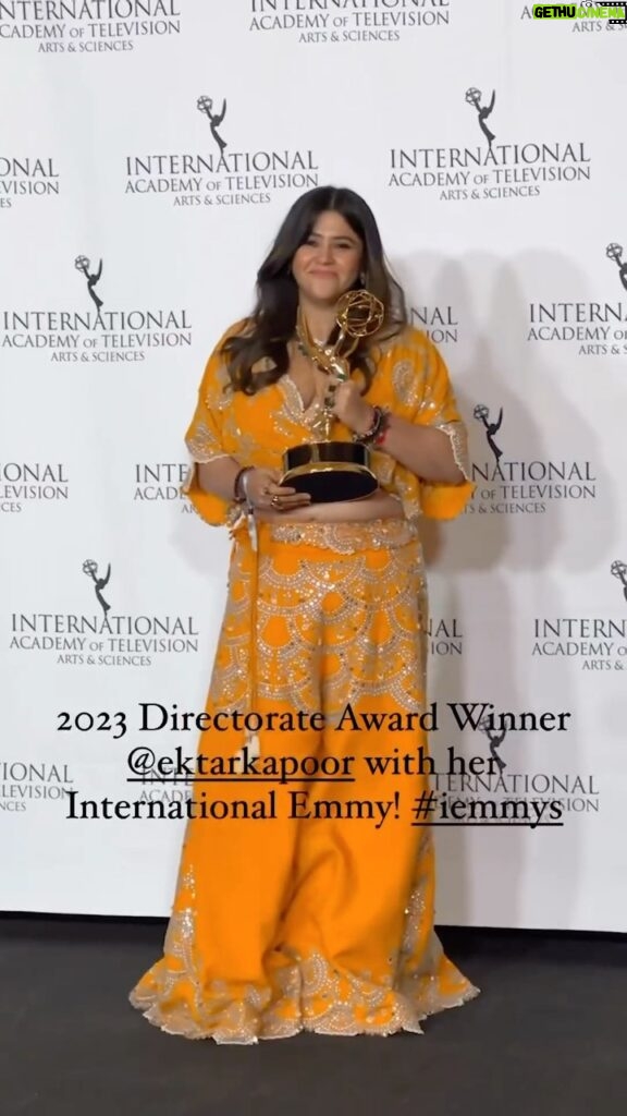 Ekta Kapoor Instagram - EKTAA OWNED THE INTERNATIONAL EMMY AWARDS TODAY. So much authenticity, pride & dignity. Every word was from heart. This is to our motherland. #CreatingHistory New York, New York