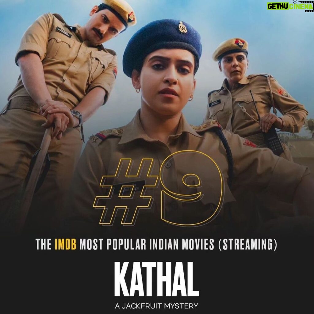 Ekta Kapoor Instagram - Our favourite fruit shines again: ‘Kathal’ listed on IMDB’s Top 10 Most Popular Indian Movies of 2023 (Streaming) Thank you to all the fans for streaming and showing so much love to ‘Kathal’. This was made with so much heart and I’m so proud of the team for bringing it all together 💚 #KathalonNetflix Directed by @yashowardhanm Produced by @shobha9168 @ektarkapoor @guneetmonga @achinjain20 Written by @ashokmishraa40 @yashowardhanm @anantvjoshi @vijayraazofficial @rajpalofficial @imsarafneha @govindpandey07 @guchagurpal @buntyshash #raghubiryadav @bijjugkalaa Creative Producer: @ruchikaakapoor DOP: @harshviro Editor: @prernasaigal Music: @ramsampathofficial Costume Design: @eshtylist Casting: @ghantaghartalkies @nowitsabhi @castingbay Associate Producer: @mann012 Sound Design: @anthoruban Re Recording Mixer: @boloydoloi @rahul.karpe1 Production Design: @pronitapal @naiditasingh Makeup Design: @yazminrodgerz Action Director: @khatib2279 Colourist: @sidmeer @bridgepostworks Executive Producer: @unfathomable_11 Line Producer: @amit.asaxena @gulkand @sambhav6084 @raunaqbajaj @wake_up_hittu @mishraapoorv ritviqj @sachinechavan @mihika_munjal @miss_ap_says @i.am.arjunsetia @kritarthsethi @priyanka_kaur_gill @gaurav.utreja @priyagini @sakshi.saxena2 @kushal_17 @tarang_gaike #neetujain @yogeshmeghwal_ @Gagandeep1178 @Nirali.n @Iqbalansari3185 @cine_wrap @shrutikarokade @shreyabisen @natasha_mathias_ @sanayadotiwala @rimac_the_mua @umasejwal @sejwal_tarun @harishisolanki52 @constrooe_art @sandeepkumarp6313 @kanupriya9 @kaukokaipuu.jouska @syed_syhaan_qyrashi @maniarjjun @nil_patil_1906 @niveeee @mourya_ashok007 @samrat.saha11 @noise.reaction_lakra @keshavwaghe @ketannmehta @truebluedesignco @bridgepostworks @digital_turbomedia @math_entertaiment_network @sikhya @balajimotionpictures @netflix_in #Kathal #KathalOnNetflix #SanyaMalhotra #SikhyaEntertainment #BalajiMotionPictures @zeemusiccompany