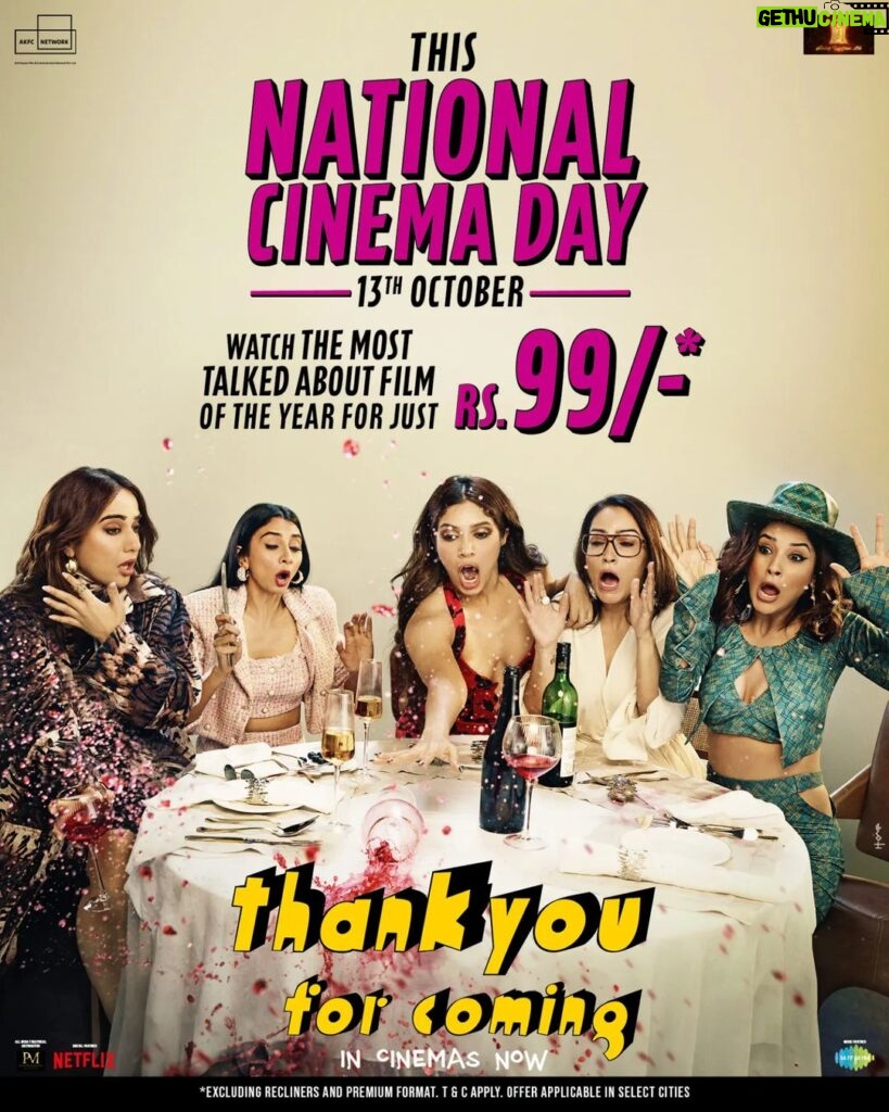 Ekta Kapoor Instagram - October 13th, the day we celebrate both cinema and women on #NationalCinemaDay. 🎥💃 Watch #ThankYouForComing in Cinemas Now! Book your tickets on @bookmyshowin. #ComebackOfTheChickFlick #DontForgetToCome #InCinemasNow #BookNow #MustWatch @bhumipednekar @shehnaazgill @dollysingh @kushakapila @shibani_bedi #PradhumanSinghMall @natasharastogi @Gautmik @sushantdivgikr @salonidaini_ @dollyahluwalia @kkundrra @tejaswidevchaudhary @anilskapoor @shobha9168 @ektarkapoor @rheakapoor @karanboolani @radsanand @prashastisingh @pranavgoswamy @udayanbhat @gaurisathe @jpaarth @balajimotionpictures @akfcnetwork