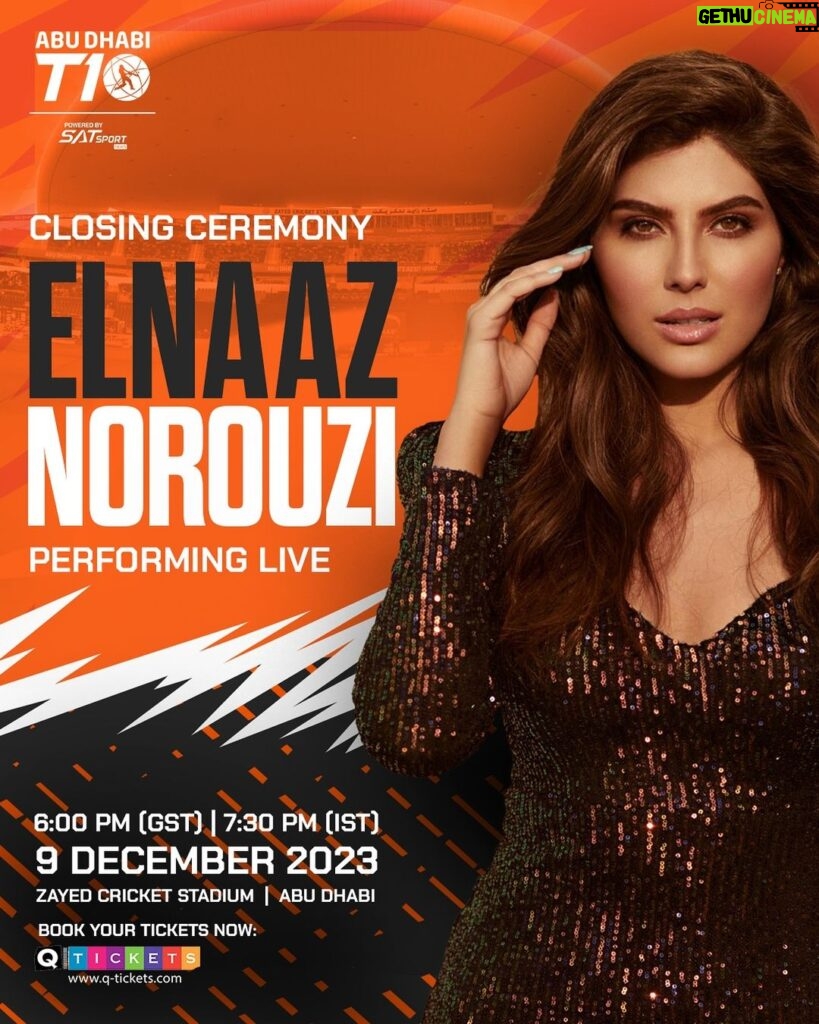 Elnaaz Norouzi Instagram - Can't wait to take on the stage at the 2023 #AbuDhabiT10 Closing Concert!🔥 I’ll be performing my next Single #Woah for the first time LIVE 😍!! Join me on: 🗓 9 December 2023 🕕 6:00 pm (GST) for an incredible performance! Grab your tickets now via @abudhabi10's bio link!📲 #InAbuDhabi #CricketsFastestFormat #ElnaazNorouzi Abu Dhabi, United Arab Emirates