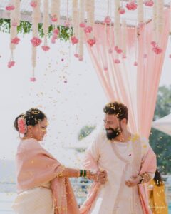 Gautami Deshpande Instagram - Did I hear beautiful? 😍 To the Beginnings... #LafdiOver #SwaG Wedding styling - @style_by_apurva Decor - @shreeevents Photography - @clickography Gautami’s Saree - @vastrarupamsilks Gautami’s Blouse and Shela - @imnamratajoshi Aesthetics and Skin care - @thefacestudio.in @_prajakta.kulkarni_ Make Up - @sujatakadam_ Hair - @snehakelkar906 Jewellery- @shopswaabhi Swanand’s Wardrobe - @jiten_giri Location - @wildernesthilltopresort