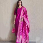 Gungun Uprari Instagram - "Pink isn't just a color. It's an attitude too." 💕 . . Unleash your inner diva with the vibrant Magenta Pink Kadhwa Weave Raw Silk Dress Material from Chinaya Banaras! Get the perfect fit with free stitching on your size. Elevate your style and make heads turn! @chinayabanaras 🌸 . . . #pink #silk #banarasi #banarasisaree