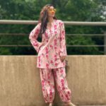 Gungun Uprari Instagram - What you wear is how you present yourself to the world . . . Fashion is instant language.” – Miuccia Prada. . . . Today in a cool and comfortable mode With Floral co- ord sets from @tara_c_tara 🌸 . . Bag @maisonvalentino . . #pink #barbie