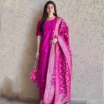 Gungun Uprari Instagram - "Pink isn't just a color. It's an attitude too." 💕 . . Unleash your inner diva with the vibrant Magenta Pink Kadhwa Weave Raw Silk Dress Material from Chinaya Banaras! Get the perfect fit with free stitching on your size. Elevate your style and make heads turn! @chinayabanaras 🌸 . . . #pink #silk #banarasi #banarasisaree