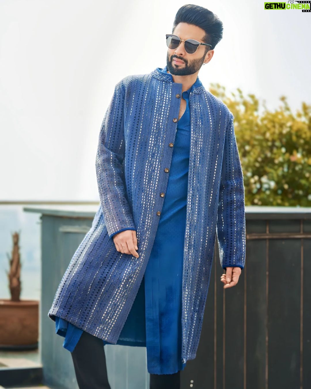 Jackky Bhagnani Instagram - Daytime dreams in shades of blue, illuminated by the soft glow of the setting sun. Outfit @kunalaniltanna Styled by @styledbypritibuxani Assisted by @ashvi_s HMU by @luv_hans77 Shot by @realvision333