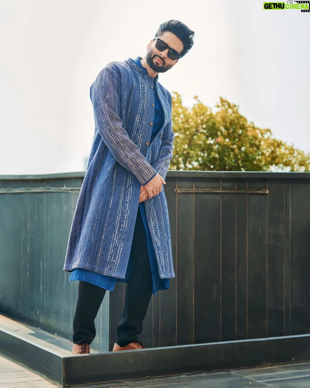 Jackky Bhagnani Instagram - Daytime dreams in shades of blue, illuminated by the soft glow of the setting sun. Outfit @kunalaniltanna Styled by @styledbypritibuxani Assisted by @ashvi_s HMU by @luv_hans77 Shot by @realvision333