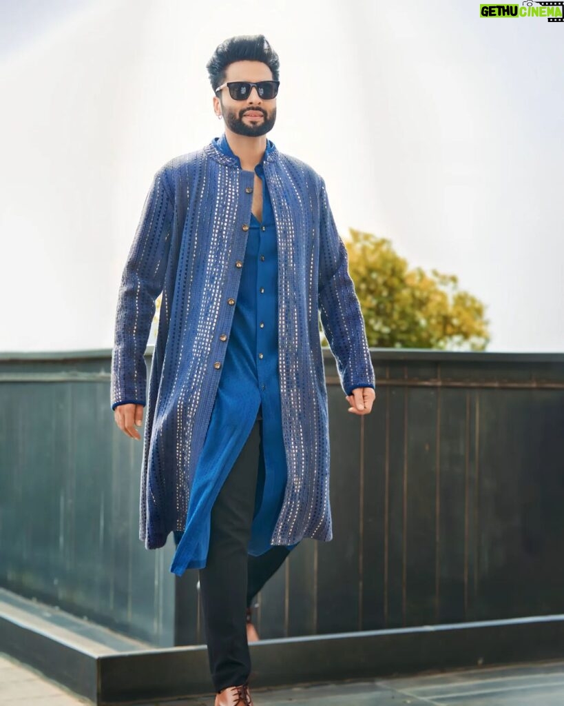 Jackky Bhagnani Instagram - Daytime dreams in shades of blue, illuminated by the soft glow of the setting sun. Outfit @kunalaniltanna Styled by @styledbypritibuxani Assisted by @ashvi_s HMU by @luv_hans77 Shot by @realvision333