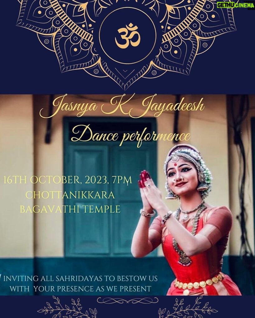 Jasnya Jayadeesh Instagram - Hello all, I’ll be performing in chottanikkara Bhagavathi temple on October 16 at 7 pm. We solicit your gracious presence 🥰🙏 . @arun_anedath @neethu_jayan2 @jayadeesh_k_damodar