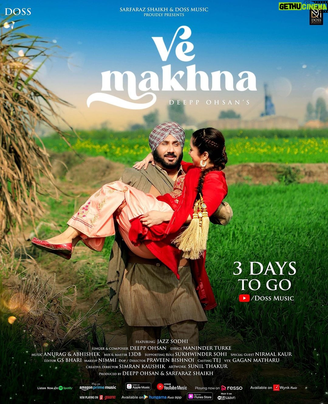 Jazz Sodhi - 11.1K Likes - 3 Days to Go… Set Your Reminder ⏰ Now for the upcoming Punjabi romantic ballad Ve Makhna by Deepp Ohsan Ft Jazz Sodhi
@sarfaraz_9434 @doss_music @shiwirajpootkhandal @deeppohsanofficial @sukhwindersohi26 @happyjazzsodhi
#VeMakhna #deeppohsan #romantictrack #newsong #punjabisong #punjabiromantic #dossmusic
