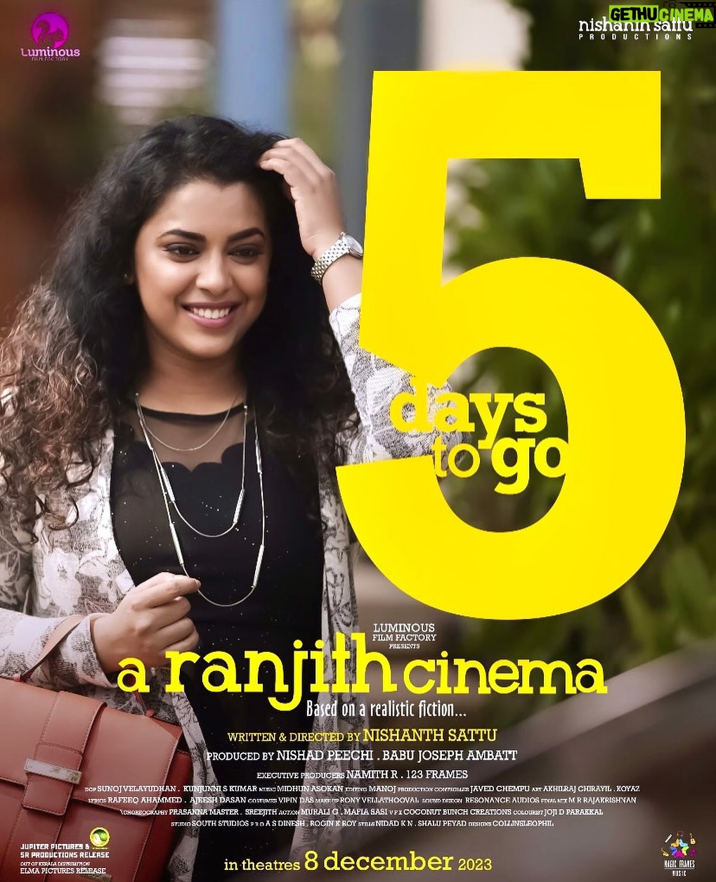 Jewel Mary Instagram - 5 more days to go !!!! @aranjithcinemaofficial @asifali @nami_tha_ @hannahrejikoshy @saijukurup @anson__paul @sattuframes @x_namii_x_ @nishadpeechi_