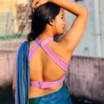 Kaavya Arivumani Instagram - Okay but saree💜 @keziah_costume_stylist @hafsaaddotcom @beufashions #kaavya#kaavyaarivumani
