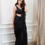 Kajal Aggarwal Instagram - 🖤Styled by - @nkdivya Outfit - @awignaofficial Jewels - @mahesh_notandass