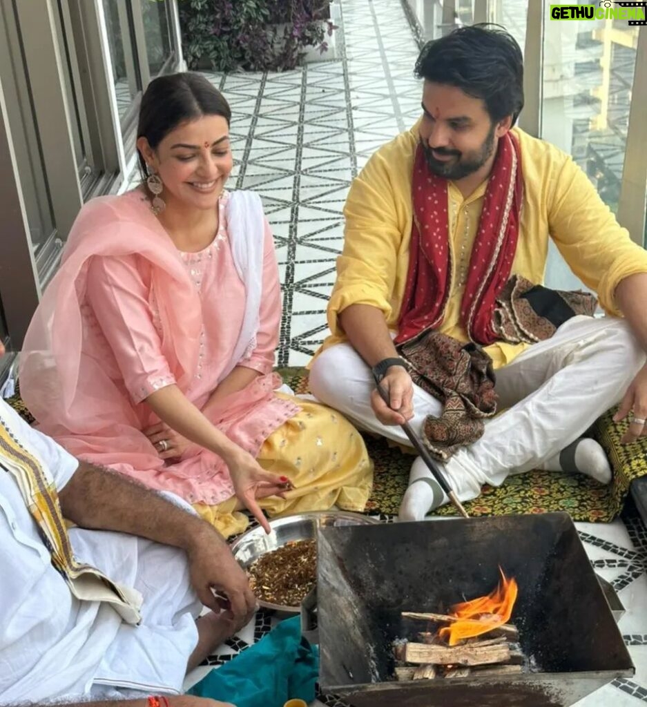 Kajal Aggarwal Instagram - So many emotions while I share this with you ❤ Had our Grah Pravesh puja earlier this week for our holy abode, a labour of love that is now our home! Feeling so blessed and our hearts are filled with immense gratitude ✨✨🙏🏻 @kitchlug @neil_kitchlu