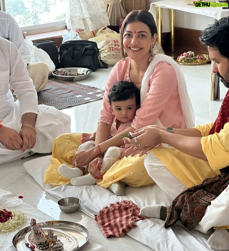 Kajal Aggarwal Instagram - So many emotions while I share this with you ❤ Had our Grah Pravesh puja earlier this week for our holy abode, a labour of love that is now our home! Feeling so blessed and our hearts are filled with immense gratitude ✨✨🙏🏻 @kitchlug @neil_kitchlu