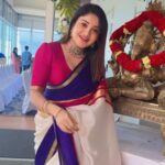 Karunya Ram Instagram - Saree love💜🤍🩷💕 : : : Saree : @anayra_couture Jewllry : @aabushanjewellery1941 : : #karunyaram #milkybeautykarunyaram #sareelove #mysoresilksaree #tradition #trending #viral #beauty #gorgeous