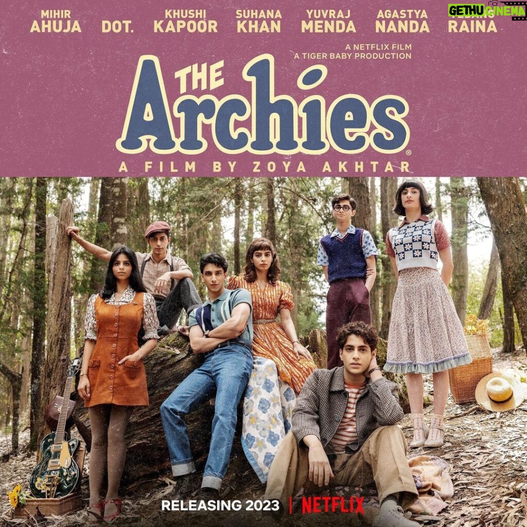 Khushi Kapoor Instagram - Get ready to take a trip down memory lane 'cause The Archies by @zoieakhtar is coming soon only on @netflix_in 🥳 @zoieakhtar @reemakagti1 @tigerbabyfilms @ArchieComics @graphicindia @dotandthesyllables #AgastyaNanda @khushi05k @mihirahuja_ @suhanakhan2 @vedangraina @yuvrajmenda