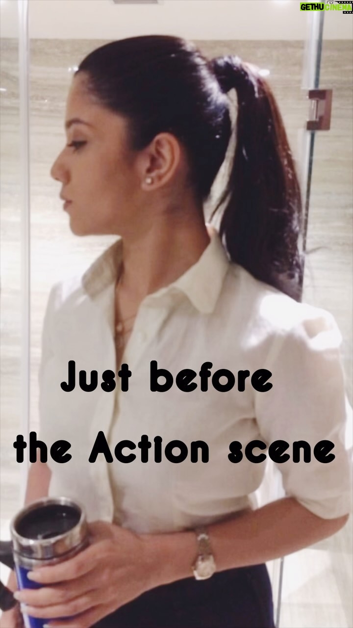 Kinjal Rajpriya Instagram - #BTS of my first action sequence ! What looks so easy on the big screen is actually because of the practice, right techniques & risks of the stuntmen ! Though I hurt my ankles from the broken glass fragments, but in the end what brings joy is to deliver a scene that story demands !! #RiskHaiToIshqHai 💪🫶