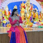 Krishna Mukherjee Instagram - Shubho Ashthami 🙏🏻 Joi Maa Durga 🪬 Styledby: @stylebysugandhasood Outfits: @prachithelabel Outfits sourced by: @sanikatulsian