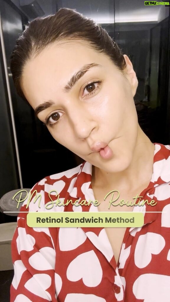 Kriti Sanon Instagram - Have you guys hyphened Retinol in your routine yet? I started my Retinol journey 3years back and its been a game changer for me. For beginners and my sensitive skin peeps, follow the retinol sandwich method: Step 1: Start with Double Cleanse - Oil cleanser followed by a facewash. Step 2: Use your go-to night serum. I use @letshyphen Golden Hour Glow serum. Step 3: Apply a hydrating moisturizer. I use my absolute favourite Hyphen Barrier Care Cream! Step 4: Apply a pea sized amount of a retinoid. I use Tretinoin 0.025% Step 5: Seal with another layer of Barrier Care Cream! And you’re done ✨ What’s your retinol routine? Would love to know about your retinol journey, routines, products. Everything!! Comment below 👇