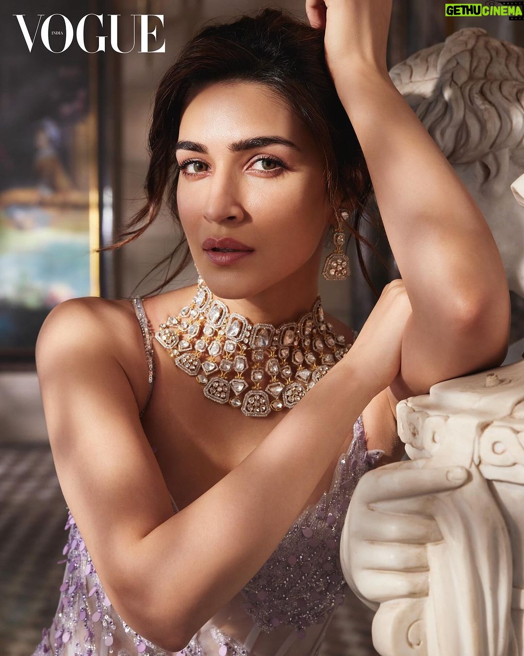 Kriti Sanon Instagram - "My mother's deepest desire is to have chai in the garden every day. Maybe, five years from now, I will have bought a house for my parents. Hopefully, I will also be waking up to sunlight, cuddles from my puppies—and perhaps even someone special," says Kriti Sanon (@kritisanon) looking into her future. Tap the link in bio to read the full cover story of the Vogue Wedding Book, available with the November-December issue. Photographed by: Nishanth Radhakrishnan (@nishanth.radhakrishnan) Styled by: Jahnvi Bansal (@jahnvibansal) Consulting art director: Nandini Shukla (@nandinishukla__) Words by: Hasina Jeelani (@words.by.hasina) Makeup artist: Adrian Jacobs (@adrianjacobsofficial) Hair stylist: Aasif Ahmed (@aasifahmedofficial) Production by: P Production (@p.productions_) Dress, Falguni Shane Peacock (@falgunishanepeacockindia). Earrings, necklace, ring; all Raniwala 1881 (@raniwala1881). #kritisanon