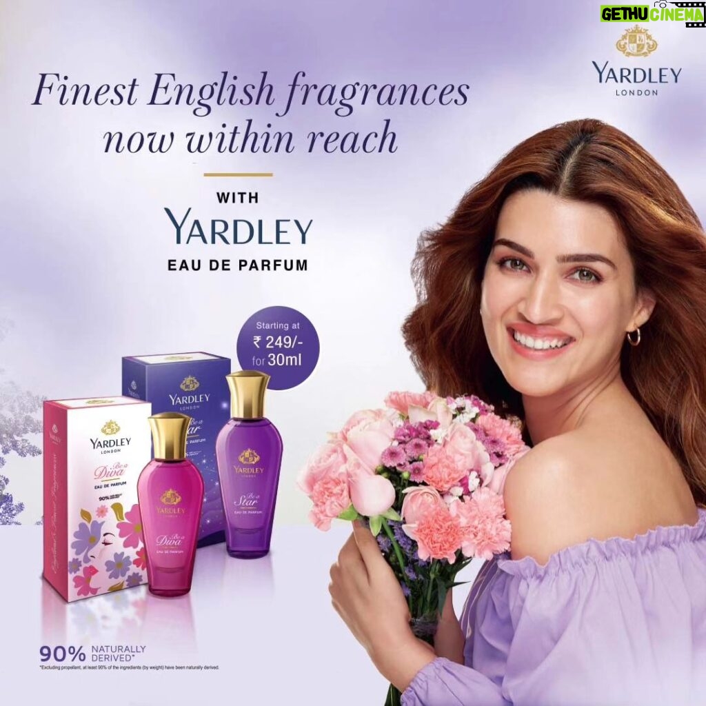 Kriti Sanon Instagram - Discover the timeless elegance of England’s finest fragrances with Yardley's Eau De Parfum Collection – where luxury & sophistication meets affordability. Elevate your fragrance game with a touch of classic charm that won't break the bank. #Yardley #YardleyFragrances #myyardley #ForalFragrance #Perfumes #FinestFragrances #BudgetFriendly #TryYardley #DailyWearPerfumes #AD