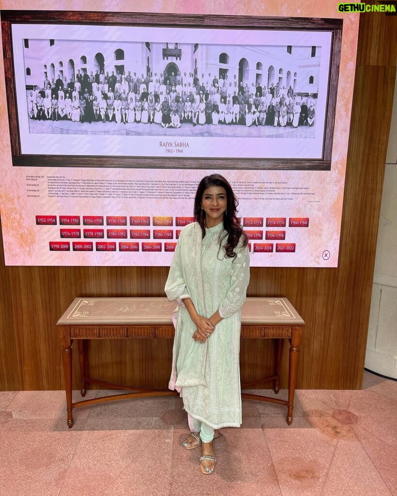 Lakshmi Manchu Instagram - As I strolled through the hallowed halls of our new Parliament, I had the immense privilege of bearing witness to the historic Women's Bill being passed in the Rajya Sabha. My heart swells with gratitude as I extend my heartfelt thanks to Modi Ji and Anurag Thakur Ji for bestowing upon me the honor of being part of this monumental moment in our nation's history. Today, I stand on the precipice of a day that will forever be etched in my memory, a day I shall cherish till my last breath. My fervent hope is that I not only live to see a future where women are granted a resounding 50% of equal rights but that this day becomes a beacon of progress. It's time to elevate our aspirations, for it's disheartening to note that this bill has been presented five times, and its approval has been unjustly denied. Let our nation march forward, unified and determined, to secure equal rights for all. Jai Hind 🇮🇳 [New Parliament Building, Samvidhan Sadan, India Parliament, Parliament House, Indian Democracy, Lok Sabha, Rajya Sabha, BJP, Architecture India, Historic Buildings, Indian Heritage, Women Reservation Bill, Naari Shakti]