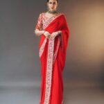 Lavanya Tripathi Instagram - There is a shade of red for every woman.. . . ▫️Styled by: @ashwin_ash1 & @hassankhan_3 ▫️Saree - @taruntahiliani ▫️Jewellery @vegasri_goldanddiamonds ▫️Shot by - @ishan.n.giri