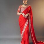Lavanya Tripathi Instagram - There is a shade of red for every woman.. . . ▫️Styled by: @ashwin_ash1 & @hassankhan_3 ▫️Saree - @taruntahiliani ▫️Jewellery @vegasri_goldanddiamonds ▫️Shot by - @ishan.n.giri