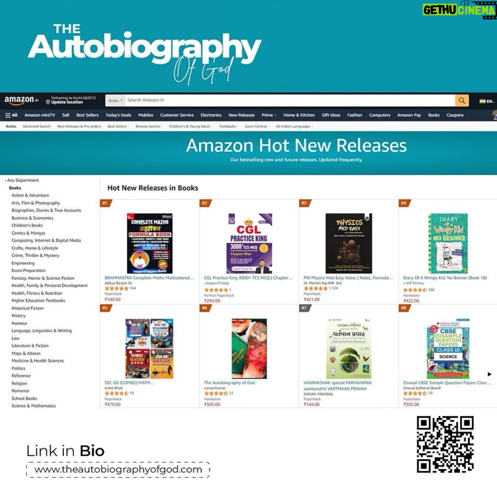 Lena Kumar Instagram - #29 on Amazon India Bestseller Books in All Categories. The Autobiography of God. Available on Amazon.in and Kindle worldwide. #book #amazonbestseller #national #theautobiographyofgod #spititual #consciousness #selfrealization #i #life #god #sharjah #international #book #fest #2023 #viral #trending