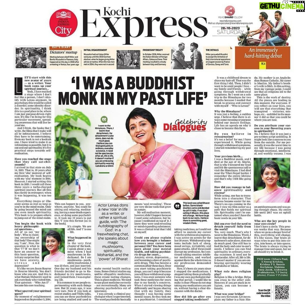 Lena Kumar Instagram - A special thank you to @newindianexpress for this detailed and comprehensive interview ❤ Watch Now 👇 https://www.newindianexpress.com/cities/kochi/2023/oct/28/i-was-a-buddhist-monk-in-my-past-lifeactor-lenaa-2627611.html www.theautobiographyofgod.com | Lenaa . . Buy your copy now on Amazon. Link in Bio. www.theautobiographyofgod.com | Lenaa . . #happyreadingTAOG #spirituality #consciousness #evolution #selflove #self #reality #selfrealisation #wakingup #life #god #human #mindset #mindbodyspirit #ascension #love #health #mentalhealth #soul #change #growth #bliss #book #instagram #amazon #i #bharat #india #world