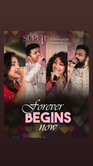 Maanasi G Kannan Instagram - Super 4 - Romantic Mashup ♥️♥️
Rayilin Oligal X Snehidhane

Performed this for the beautiful bride and groom’s entry at a recent gig in Tiruppur. We made all their favourite songs into a beautiful romantic mashup and loved watching them walk on the aisle to this ♥️

Conceptualised by @themadrascommune @kuzhu__ 

Super 4 : @maanasi.k @santoshhariharanlive @syedsubahan and myself 

Track beautifully arranged, mixed and mastered by our one and only, Uber talented @smithasher.mp3 ♥️

📸 : @manish_ravie @akilesh.chelvan 

#Super4 #romanticmashup #love #celebratinglove #marriage #onlylove