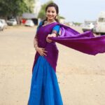Maanasi G Kannan Instagram - Full homely girl feels 💜 Performed in Super singer junior 9 this week along with @dhanyasri_sai_singer Do watch! 💙 Pc : @shamsaran_official thanks bro! ✨ #maanasi #maanasisupersinger #halfsaree #traditional