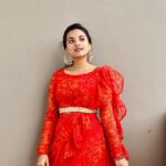 Maanasi G Kannan Instagram - ❤️‍🔥 Wearing - @akira_the_couture__ ♥️ Pc - @_srishaaaa__ ❤️ #maanasi #maanasisupersinger #outfit #red