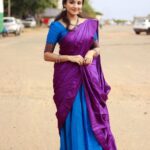 Maanasi G Kannan Instagram - Full homely girl feels 💜 Performed in Super singer junior 9 this week along with @dhanyasri_sai_singer Do watch! 💙 Pc : @shamsaran_official thanks bro! ✨ #maanasi #maanasisupersinger #halfsaree #traditional